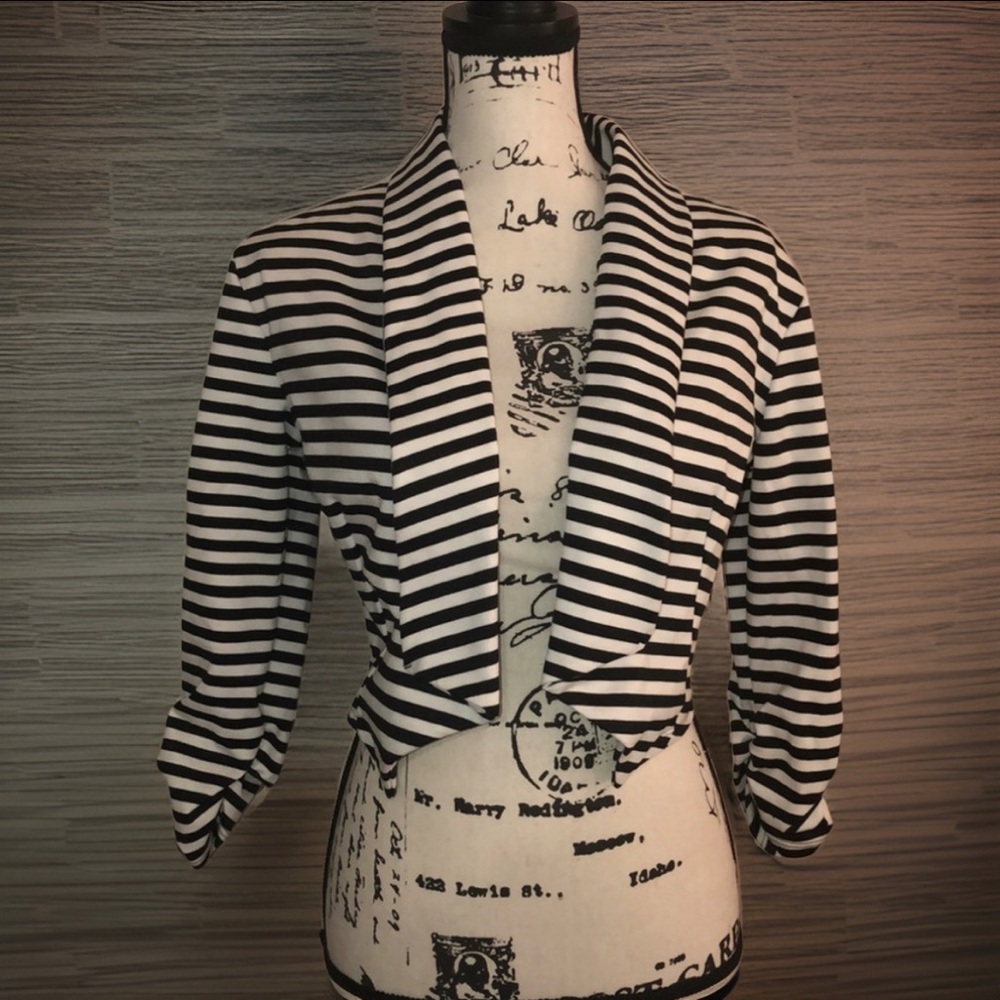 Bongo Striped Crop 3/4 Length Sleeve Jacket